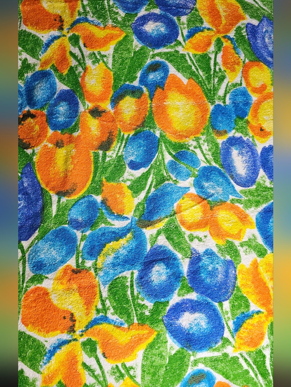 Vintage Terry Cloth 70s Bold Colorful Fabric